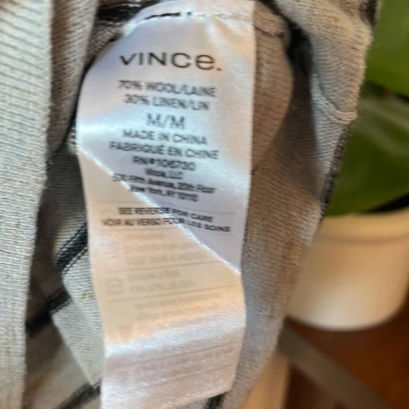 Vince Mens Stripe Crewneck Wool & Linen Sweater Medium Heather Grey Blue $225